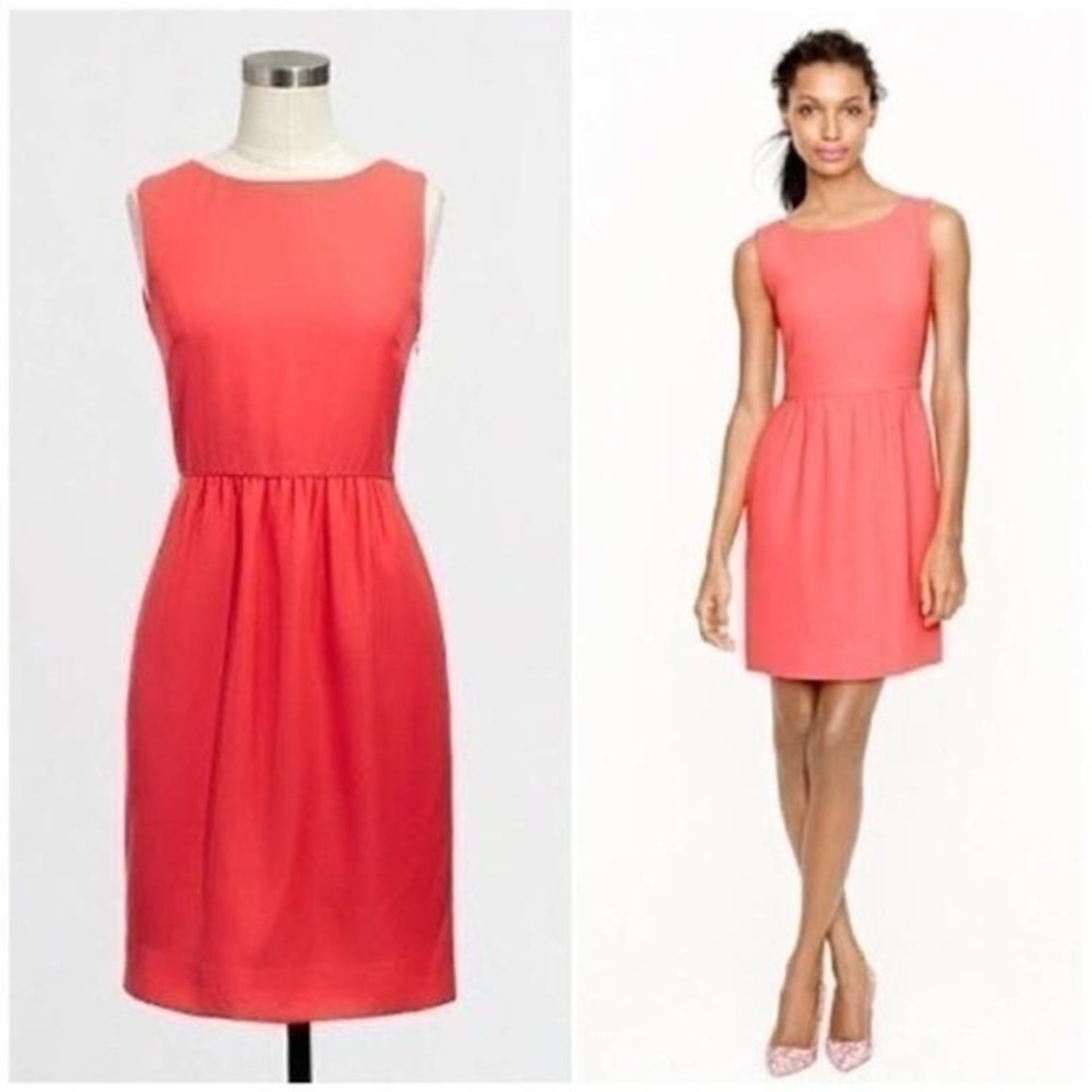 J. Crew factory coral melon sleeveless sheath dress pockets summer A0114 size 2